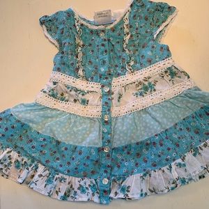Koala Baby blue floral baby dress Sz. 6-9 months